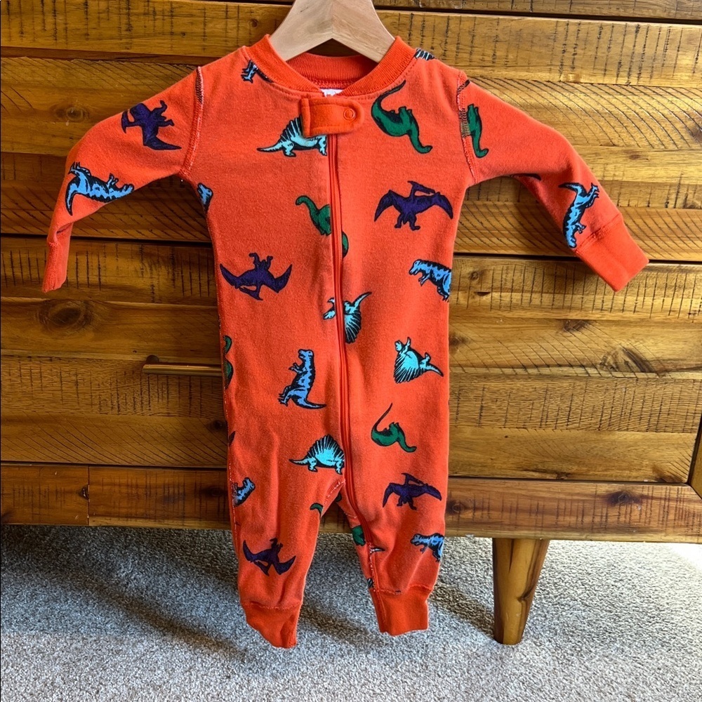Hanna Andersson Orange Dinosaur Print Kids One Piece
